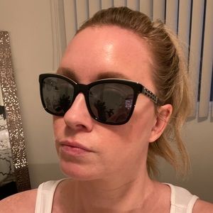 Chanel sunglasses black and silver chain detail